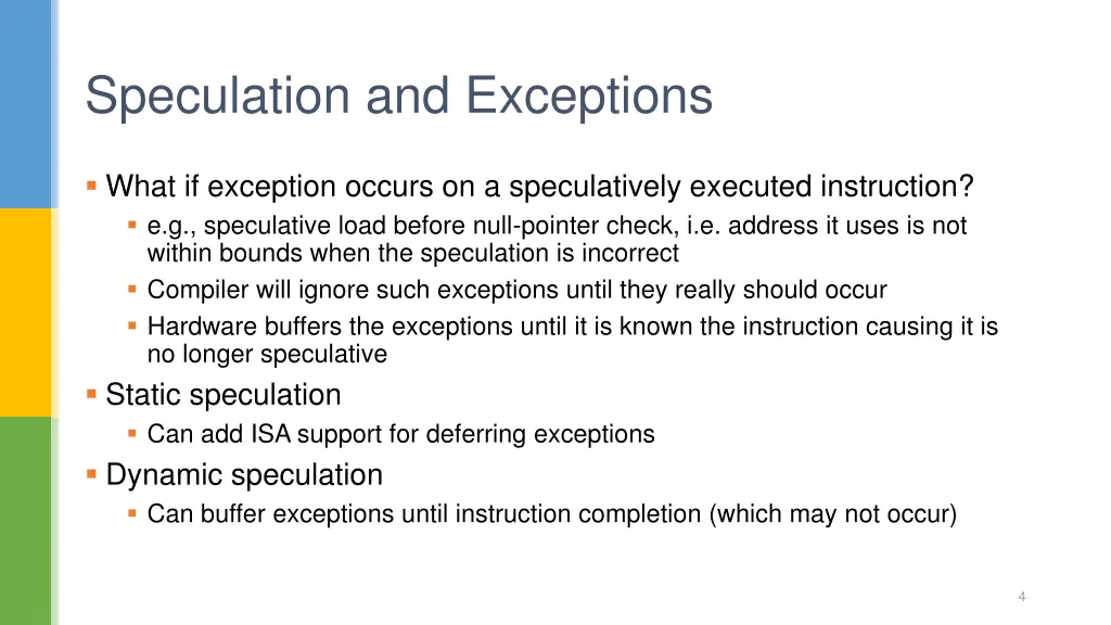 speculation and exceptions