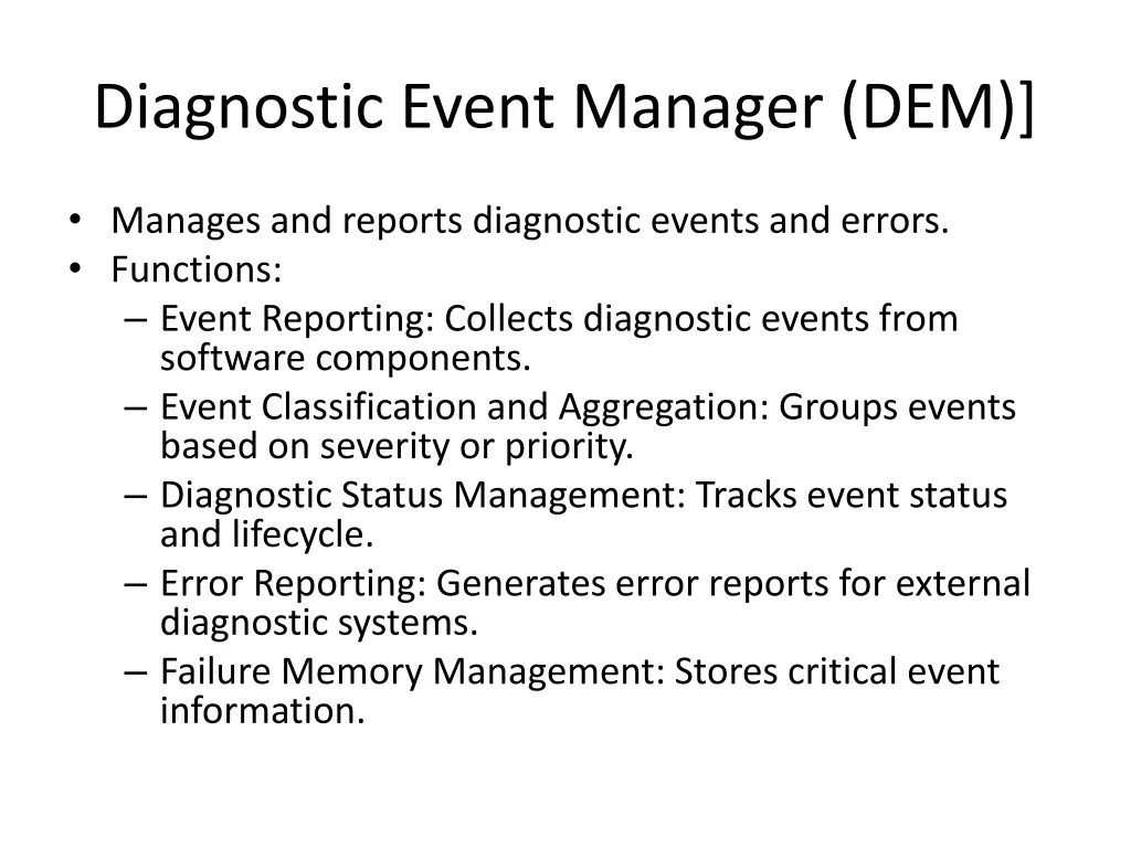 diagnostic event manager dem