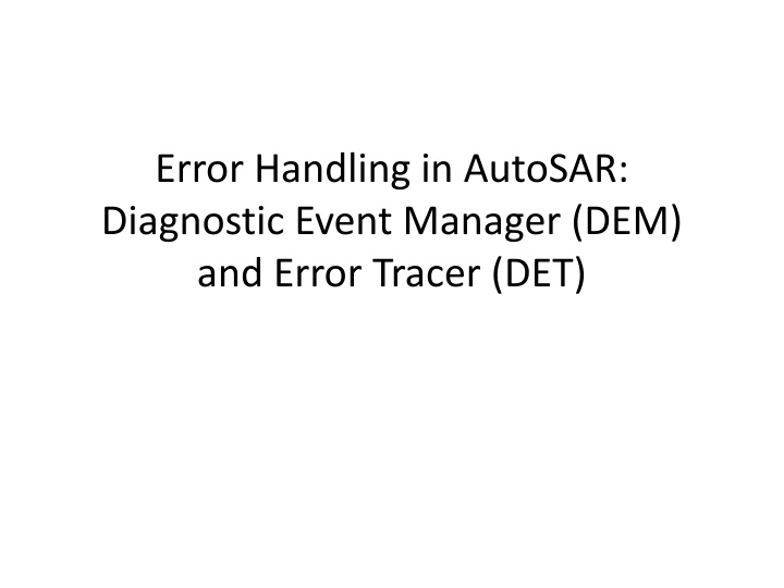 error handling in autosar diagnostic event