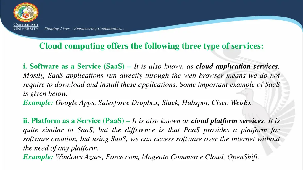 cloud computing offers the following three type