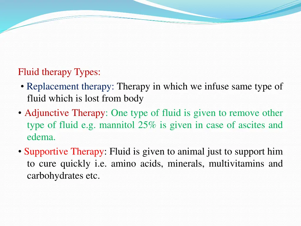 fluid therapy types replacement therapy therapy