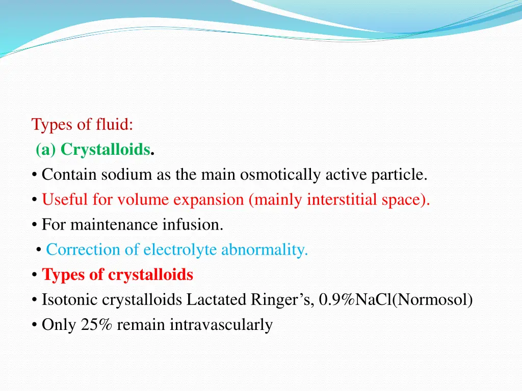 types of fluid a crystalloids contain sodium