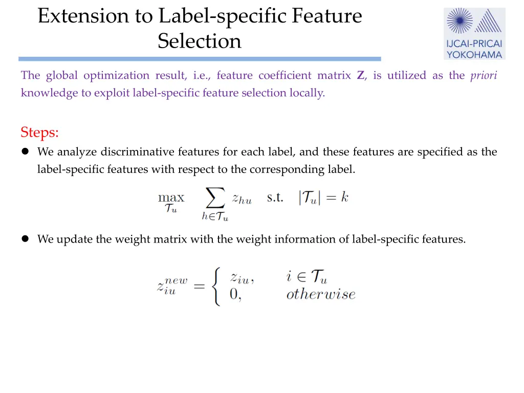 extension to label specific feature selection