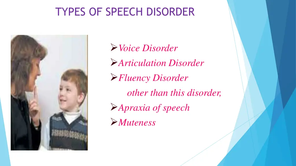 types of speech disorder