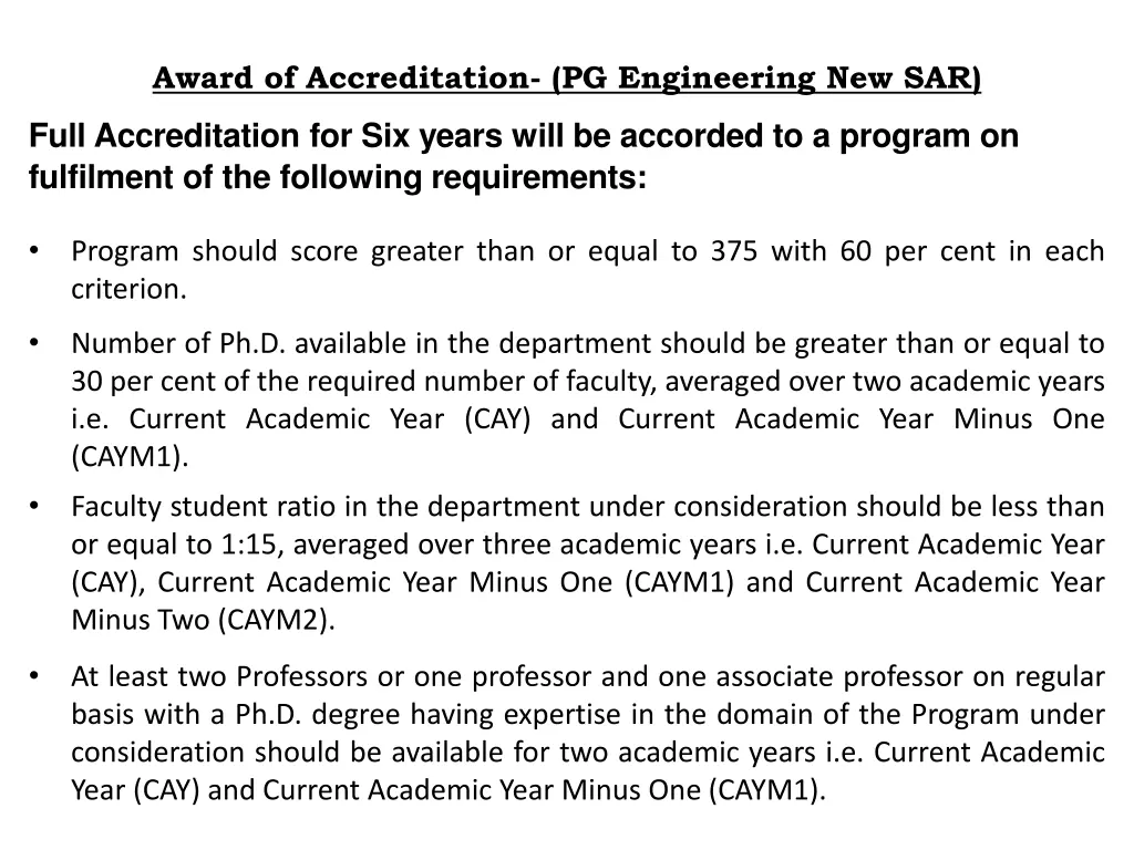 award of accreditation pg engineering new sar