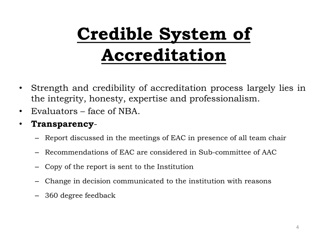 credible system of accreditation