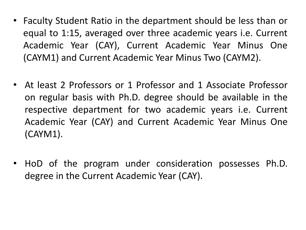 faculty student ratio in the department should