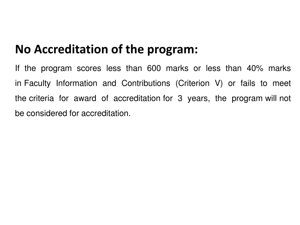 no accreditation of the program 1