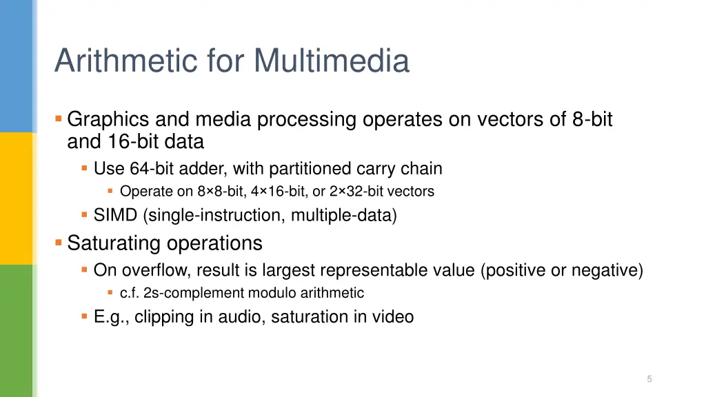 arithmetic for multimedia