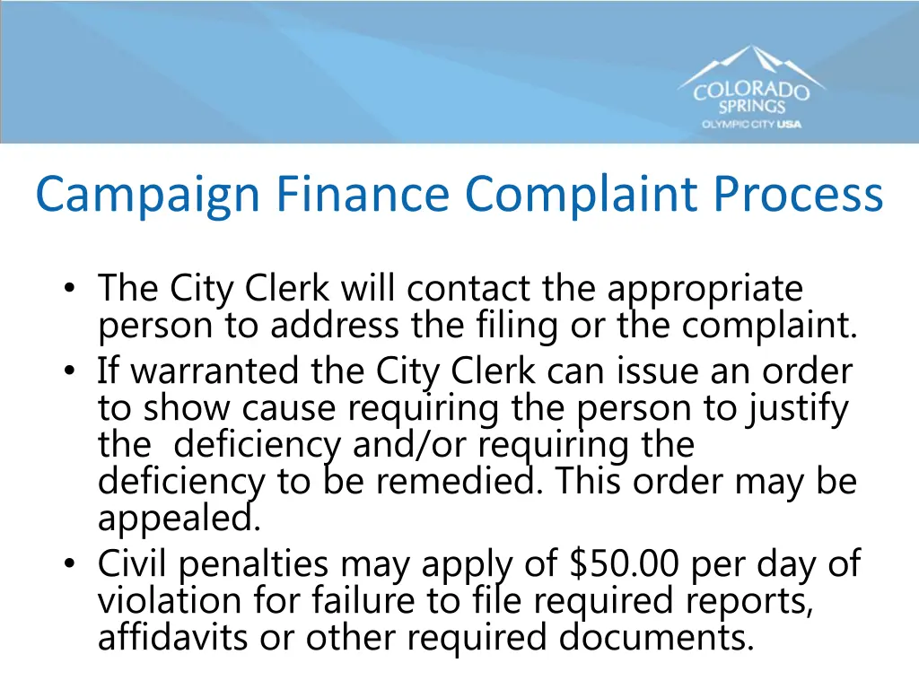 campaign finance complaint process