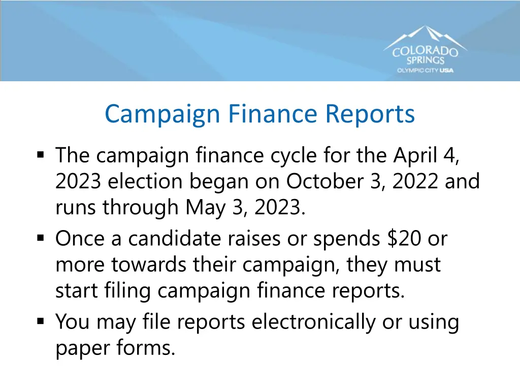 campaign finance reports the campaign finance