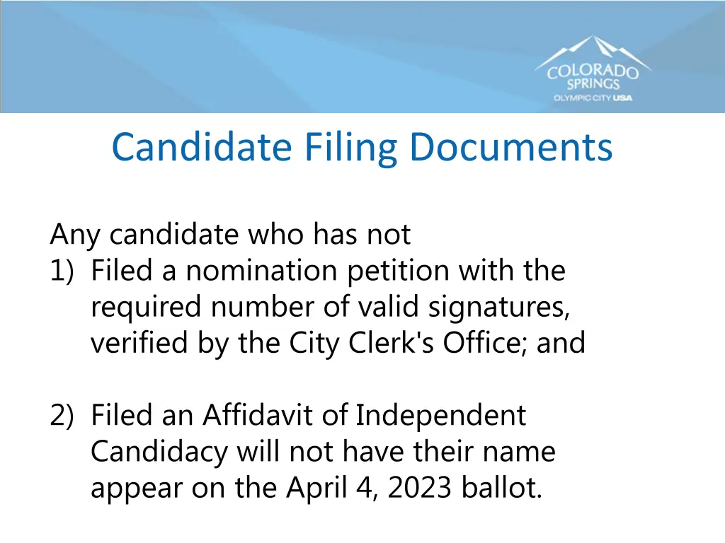 candidate filing documents