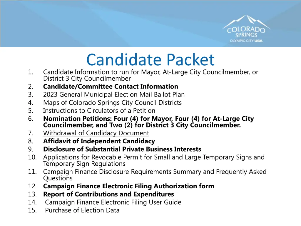 candidate packet candidate information