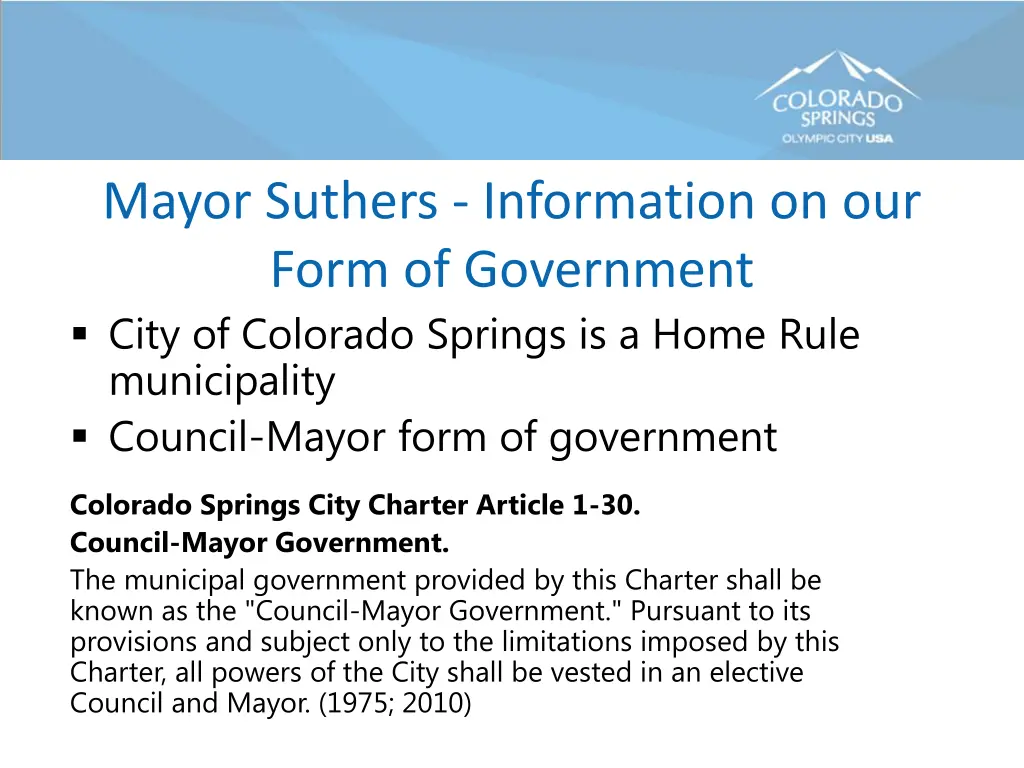 mayor suthers information on our form