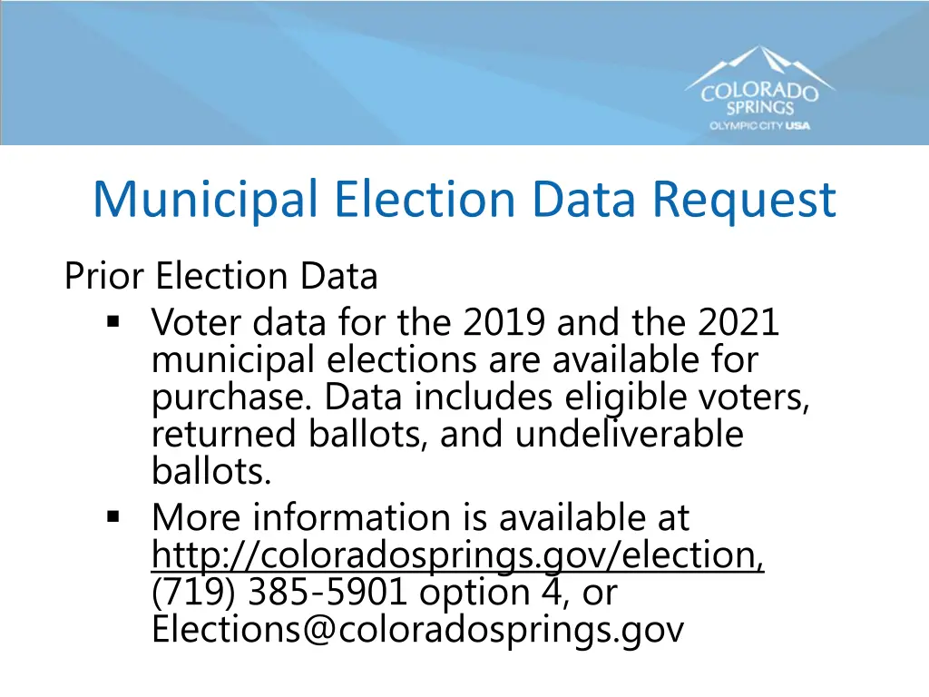 municipal election data request prior election