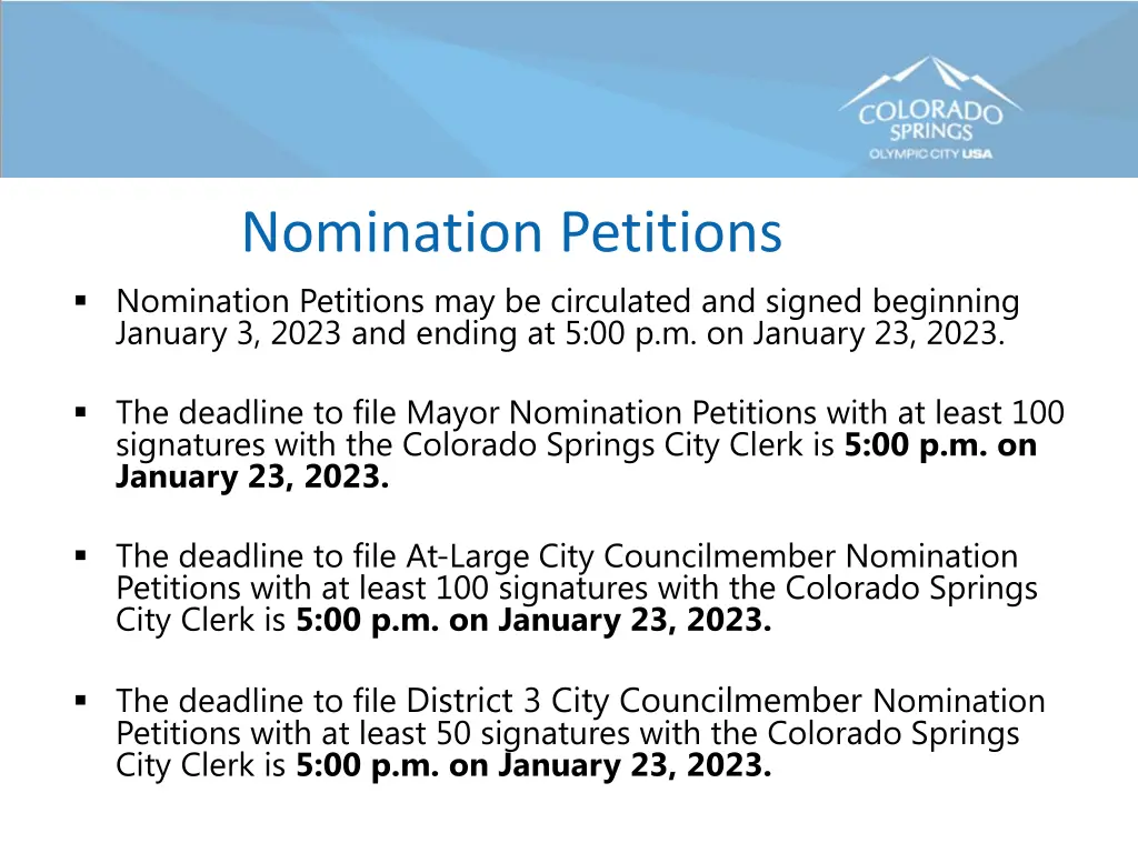 nomination petitions nomination petitions