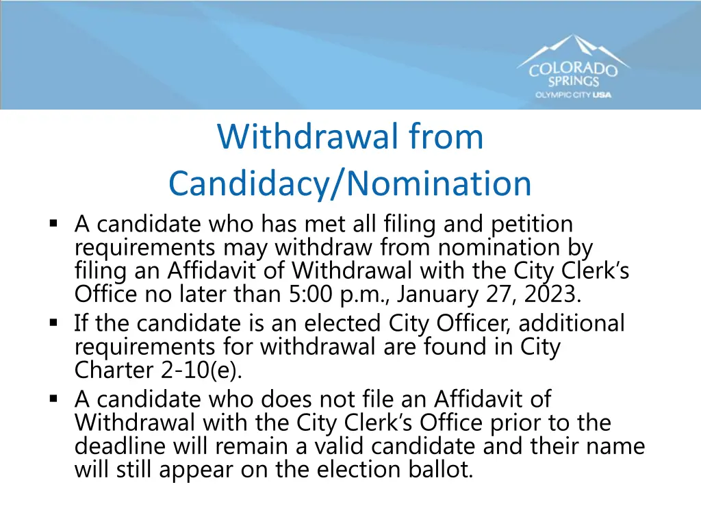 withdrawal from candidacy nomination a candidate