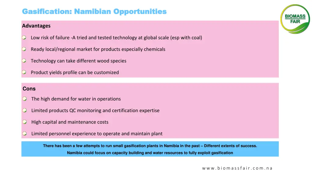 gasification namibian opportunities gasification