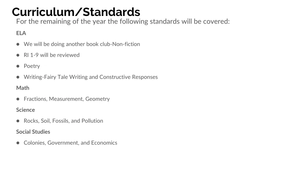 curriculum standards