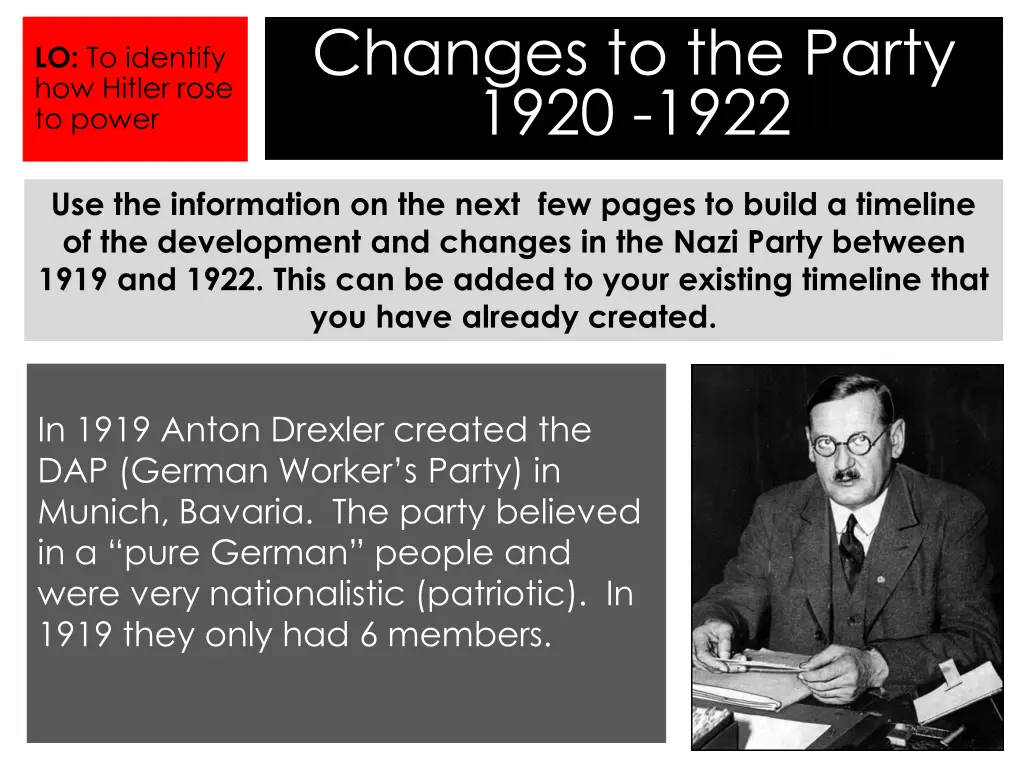 changes to the party 1920 1922 1