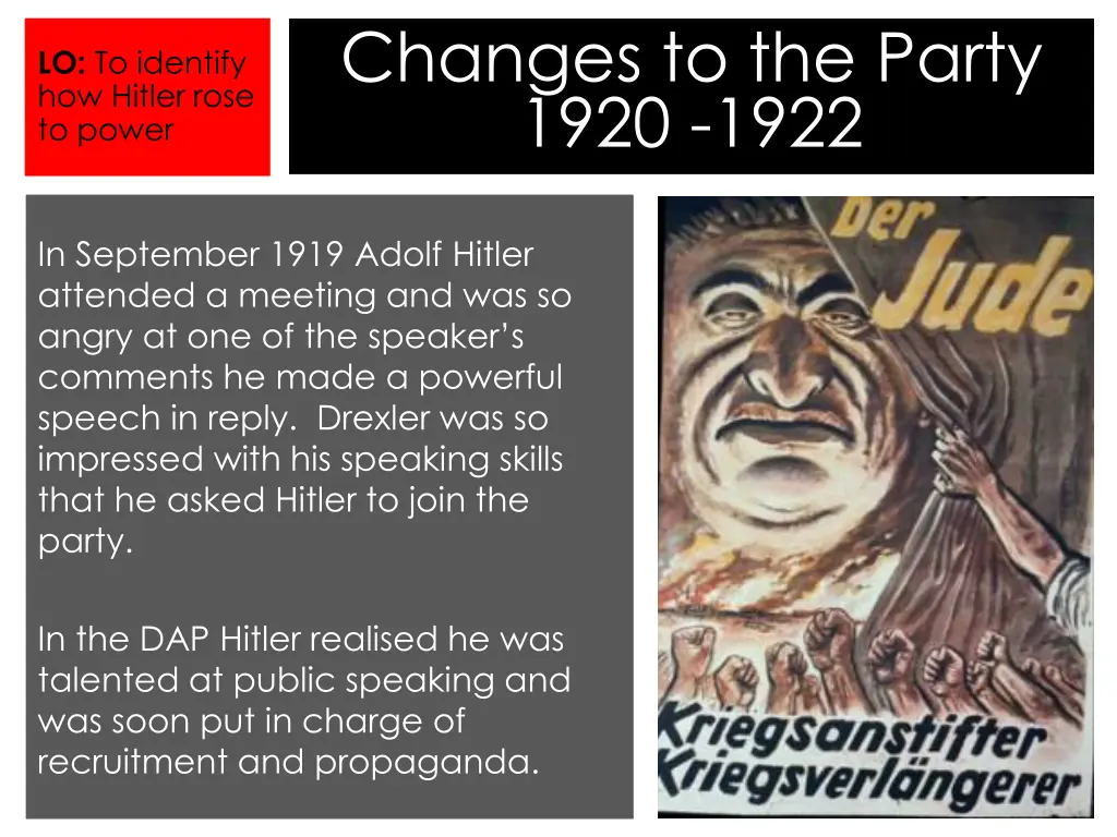 changes to the party 1920 1922 2