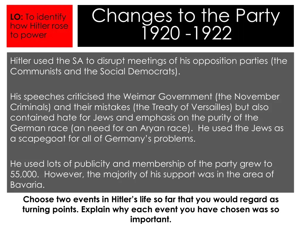 changes to the party 1920 1922 5