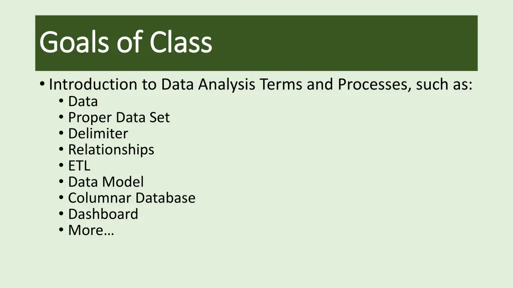 goals of class goals of class 2