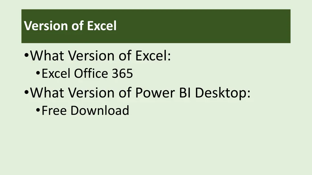 version of excel