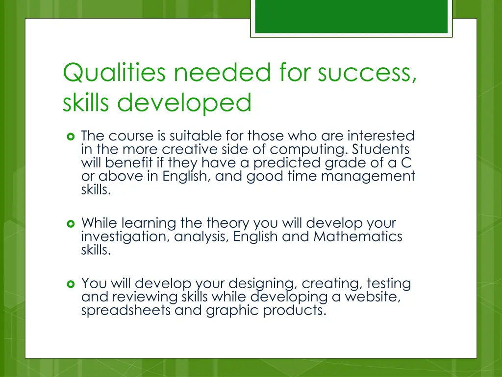 qualities needed for success skills developed