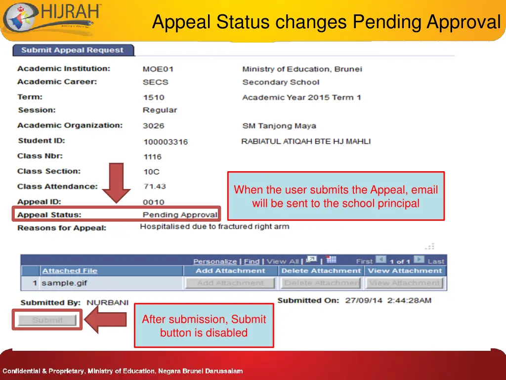 appeal status changes pending approval