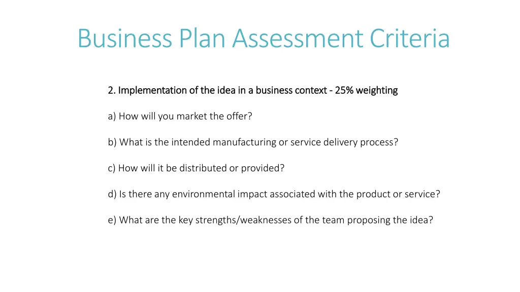 business plan assessment criteria 1