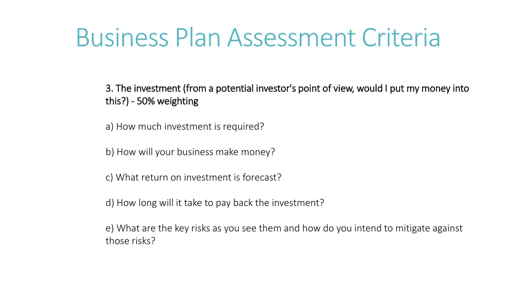 business plan assessment criteria 2