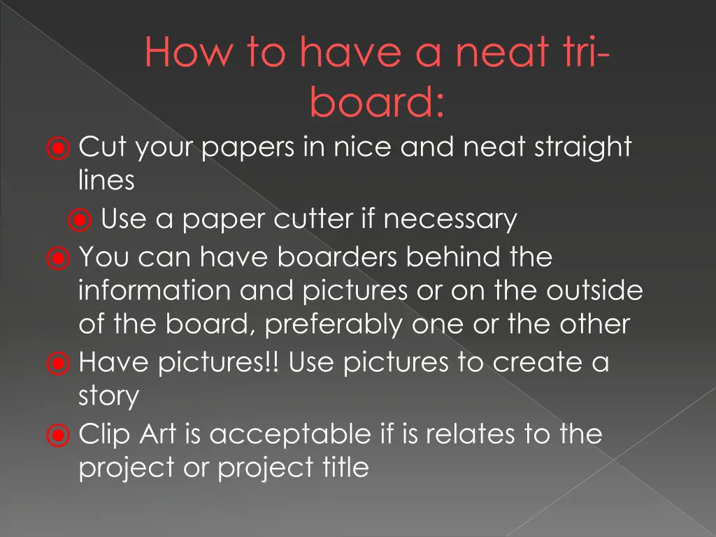 how to have a neat tri board cut your papers