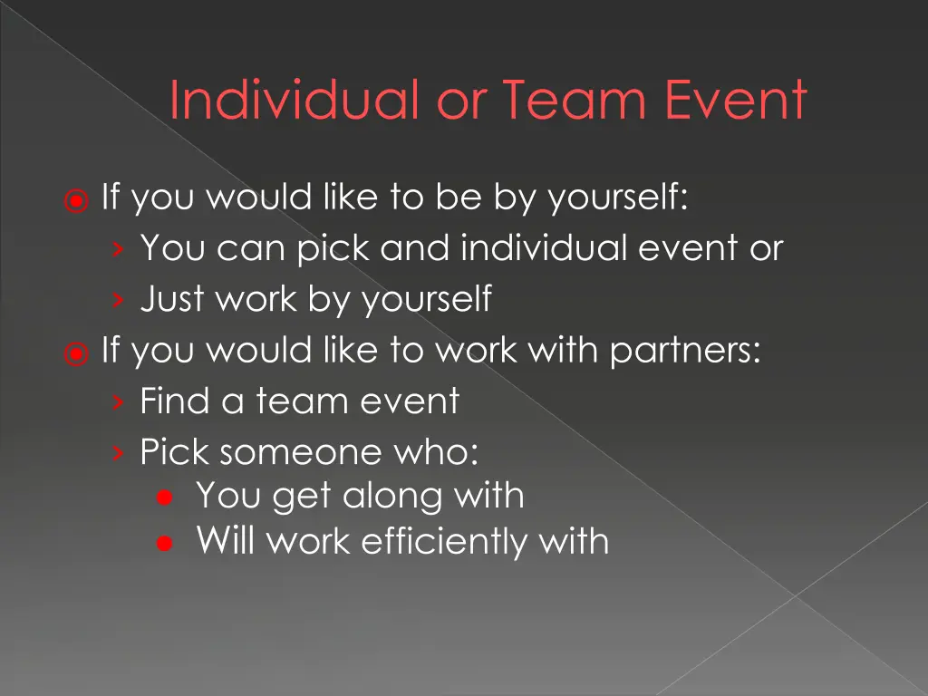 individual or team event