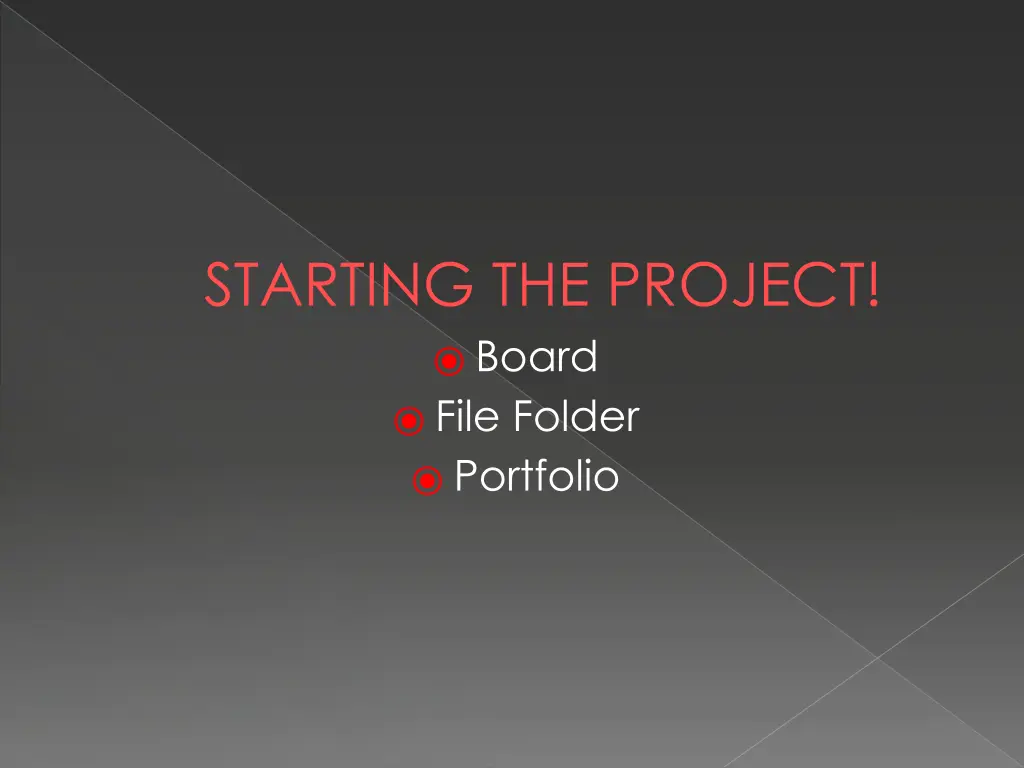 starting the project board file folder portfolio