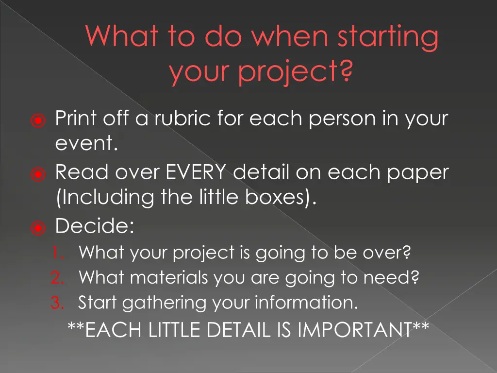 what to do when starting your project