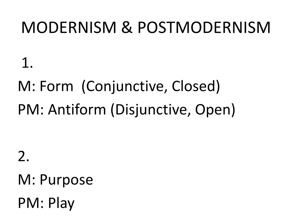 modernism postmodernism