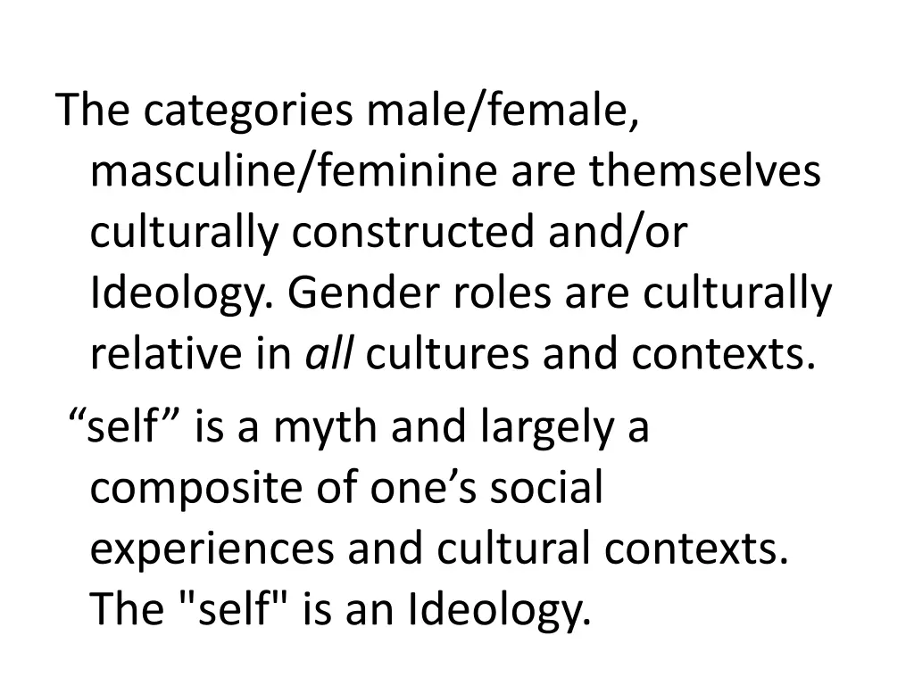 the categories male female masculine feminine