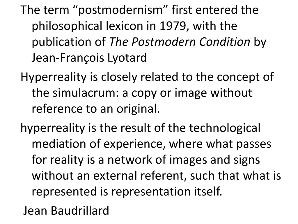 the term postmodernism first entered