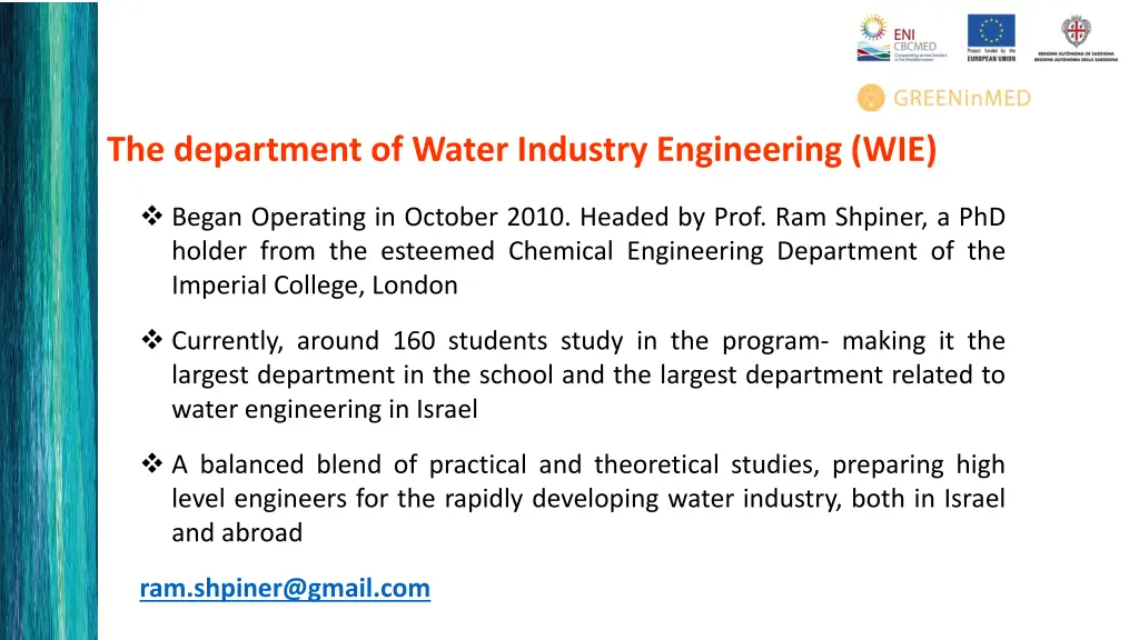 the department of water industry engineering wie