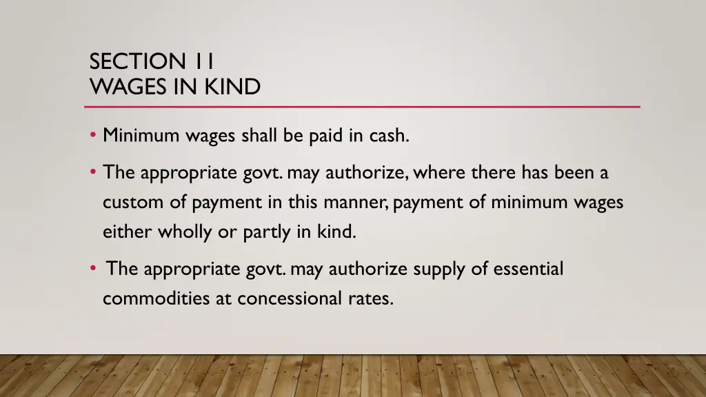 section 11 wages in kind