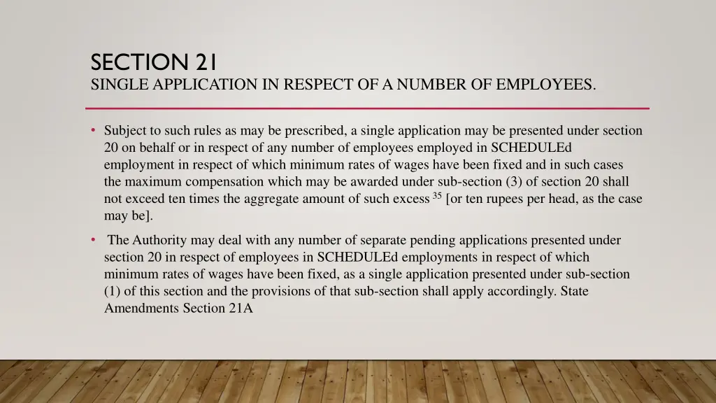 section 21 single application in respect