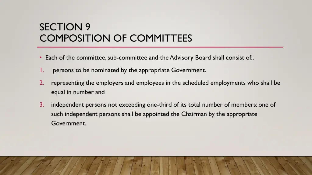 section 9 composition of committees