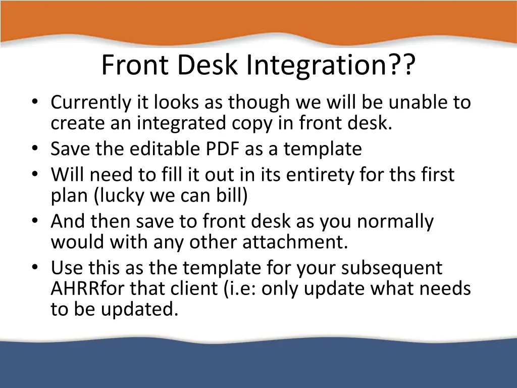 front desk integration currently it looks