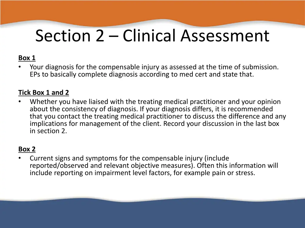 section 2 clinical assessment