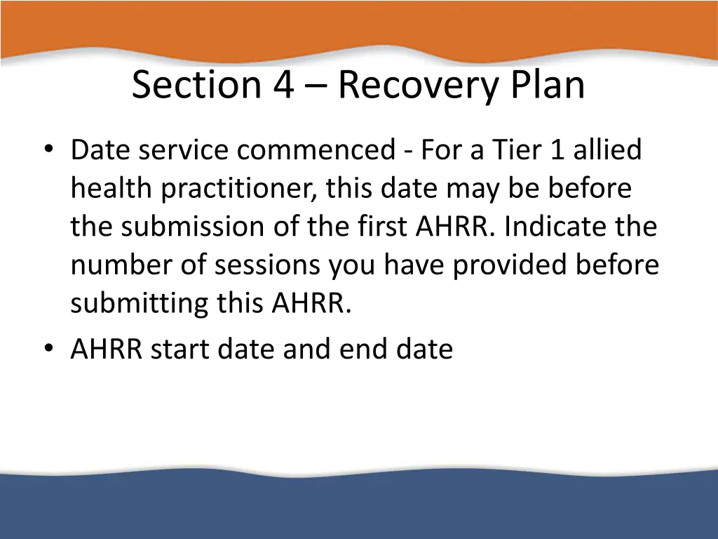 section 4 recovery plan