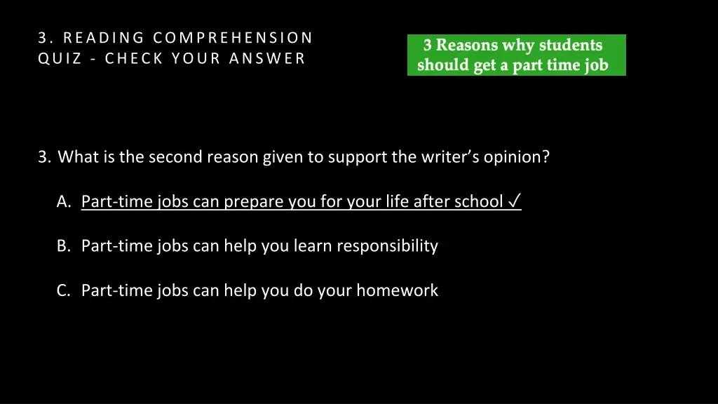 3 reading comprehension quiz check your answer 1