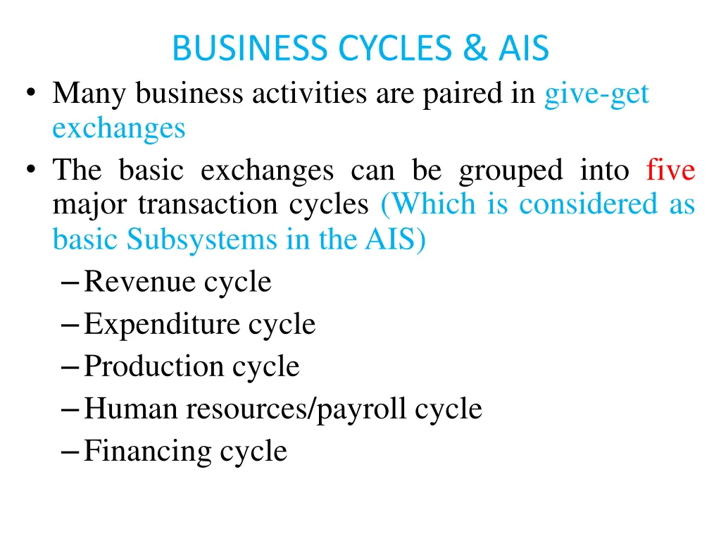 business cycles ais many business activities