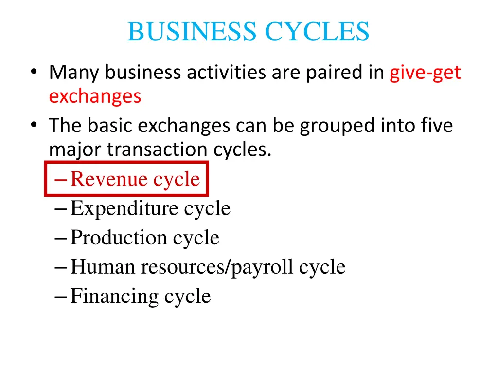 business cycles