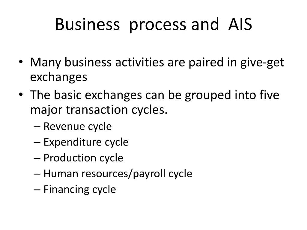 business process and ais